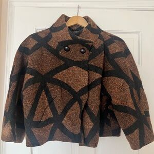 Akris Brown and Black Wool Pea Coat